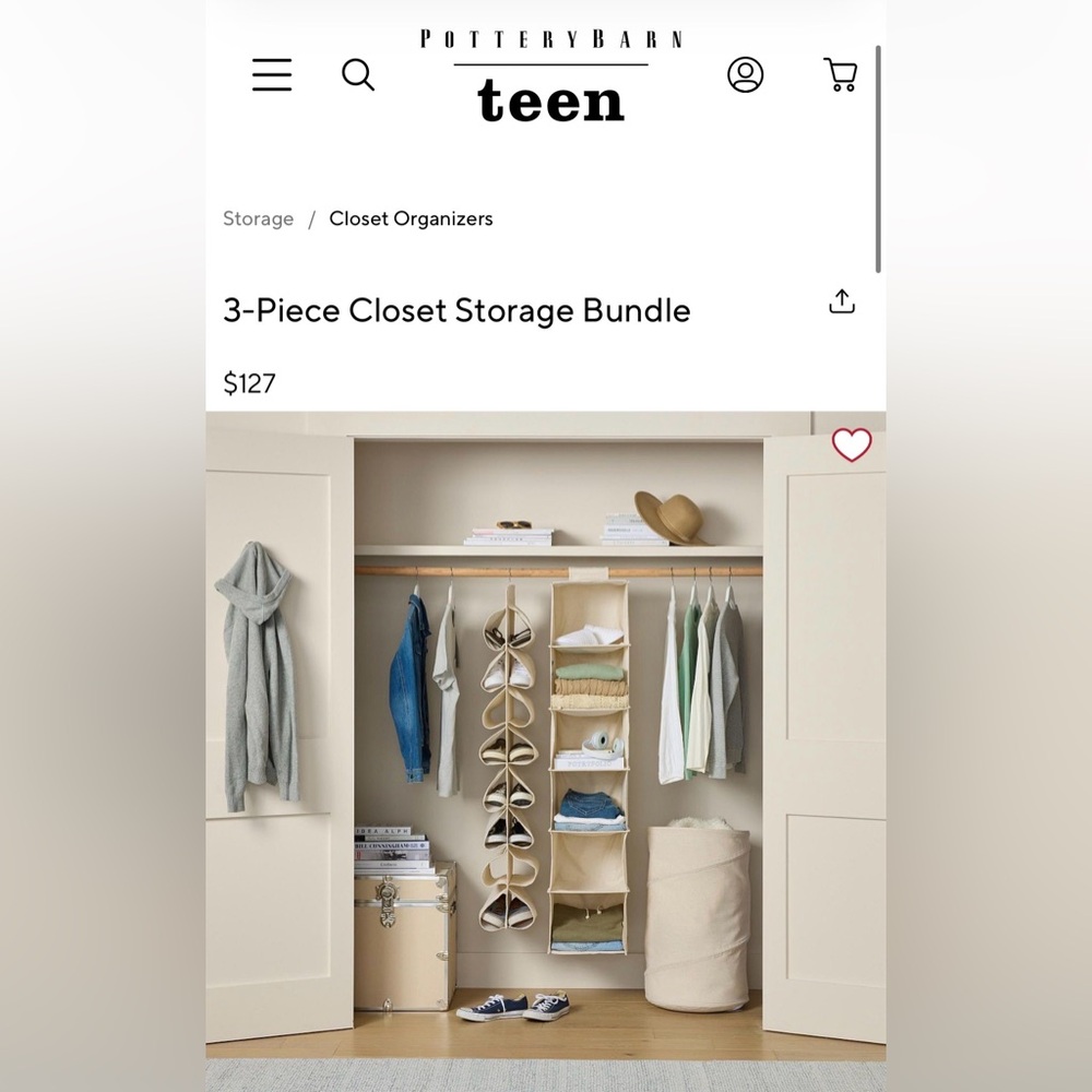 NWT Pottery Barn Teen 3-Piece Closet Storage Bundle in Oat